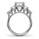 18K White Gold Bold Five-Stone Emerald-Cut Diamond Semi-Mount Engagement Ring