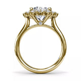 18K Yellow Gold Floral Diamond Semi-Mount Engagement Ring