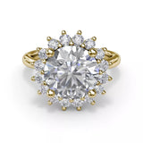 18K Yellow Gold Floral Diamond Semi-Mount Engagement Ring