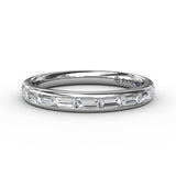 18K White Gold Baguette Diamond Wedding Band