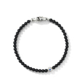 Spiritual Beads Evil Eye Bracelet in Sterling Silver with Black Onyx and Sapphire, 4mm