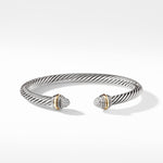 Classic Cable Bracelet in Sterling Silver with 14K Yellow Gold and Pavé Diamond Domes, 5mm