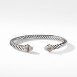 Classic Cable Bracelet in Sterling Silver with 14K Yellow Gold and Pavé Diamond Domes, 5mm