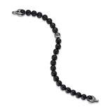 Spiritual Beads Bracelet in Sterling Silver with Black Onyx and Pavé Black Diamond Accent, 8mm