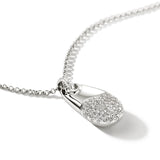 Pebble Pendant, Sterling Silver, Diamonds