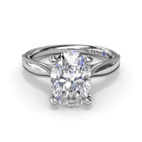 18K White Gold Tapered Milgrain Diamond Semi-Mount Engagement Ring