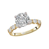 14K Yellow Gold 4-Prong Peg Head Semi-Mount Diamond Engagement Ring