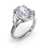 18K White Gold Three Stone Diamond Cadillac Semi-Mount Engagement Ring