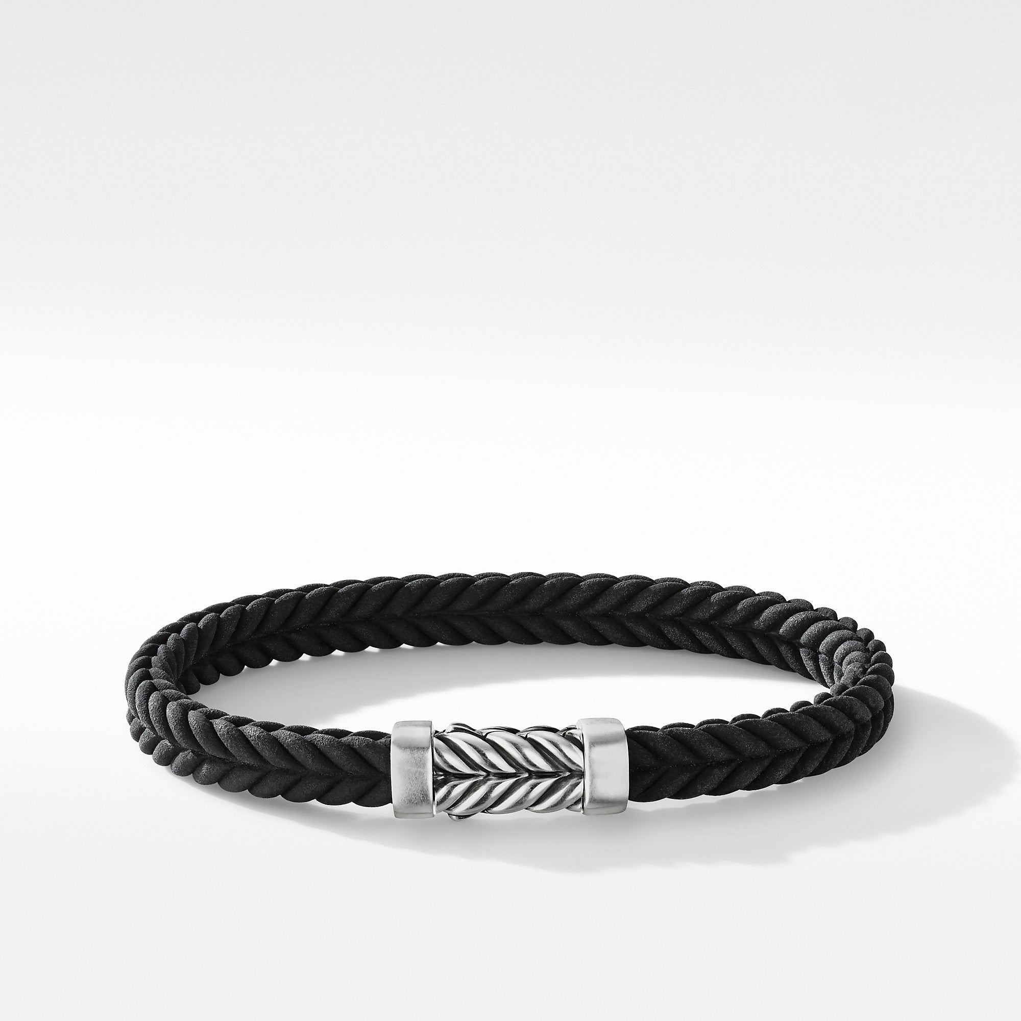 Chevron Bracelet  in Black Rubber with Sterling Silver, 6mm