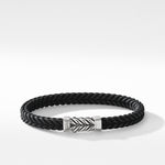 Chevron Bracelet in Black Rubber with Sterling Silver, 6mm