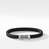 Chevron Bracelet in Black Rubber with Sterling Silver, 6mm