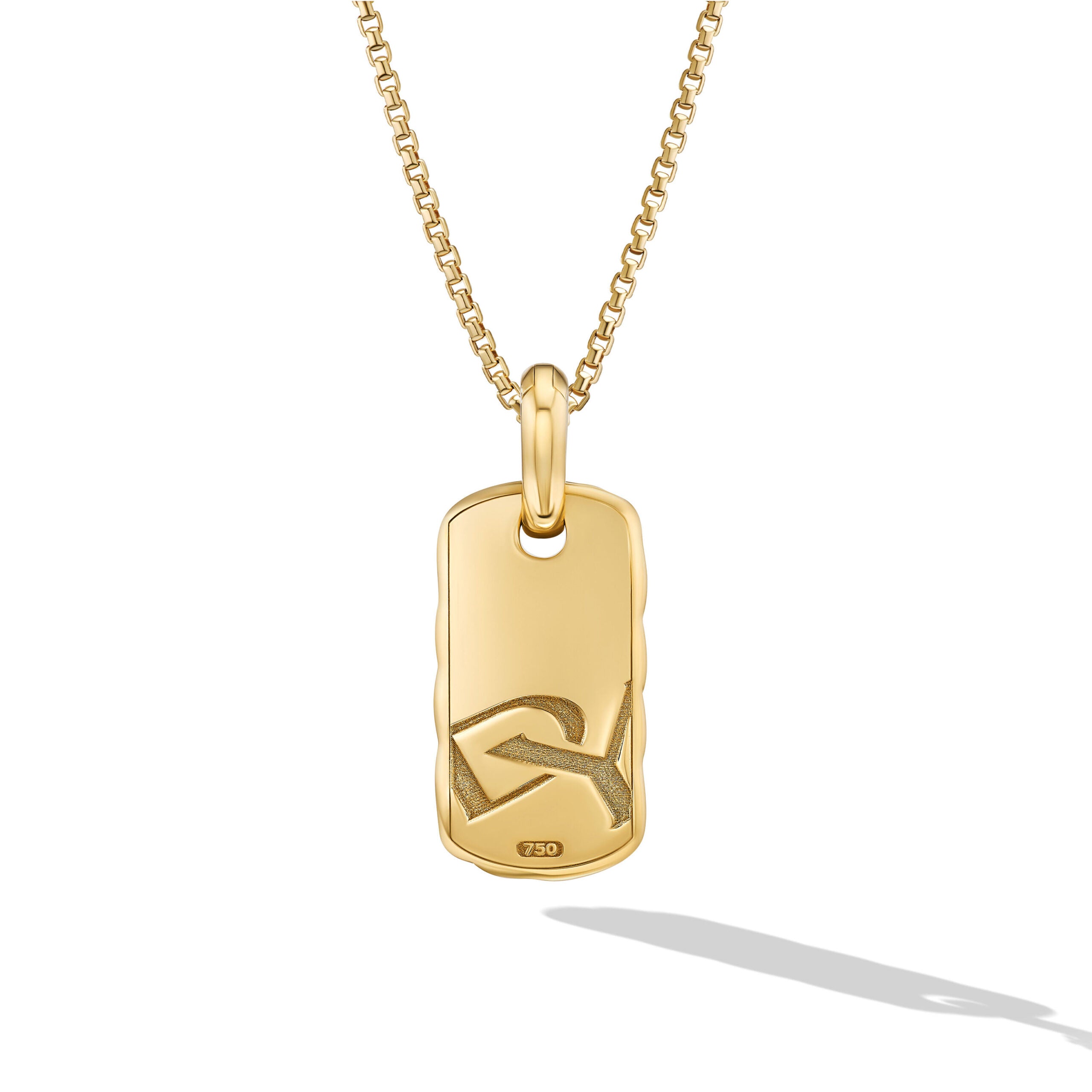 Petite Sculpted Cable Tag in 18K Yellow Gold, 24mm