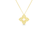 18K Gold Petite Venetian Princess Diamond & Satin Finish Medium Flower Necklace