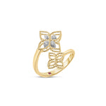 PRINCESS FLOWER OPEN FRAME DIAMOND BYPASS RING