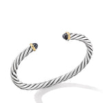 Cable Cuff Bracelet in Sterling Silver with 14K Yellow Gold and Hematine, 6mm