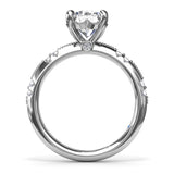 18K White Gold Milgrain Knife-Edge Round Diamond Semi-Mount Engagement Ring