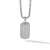 Chevron Tag in Sterling Silver with Diamonds, 27mm
