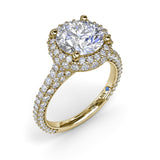 18K yellow Gold Diamonds Galore Halo Semi-Mount Engagement Ring