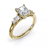 18K Yellow Gold Radiant Diamond Semi-Mount Engagement Ring