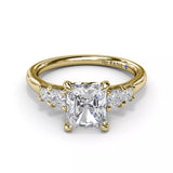 18K Yellow Gold Radiant Diamond Semi-Mount Engagement Ring