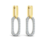 Reina Diamond North South Open Oval Link Earrings in 18K Two-Tone Gold