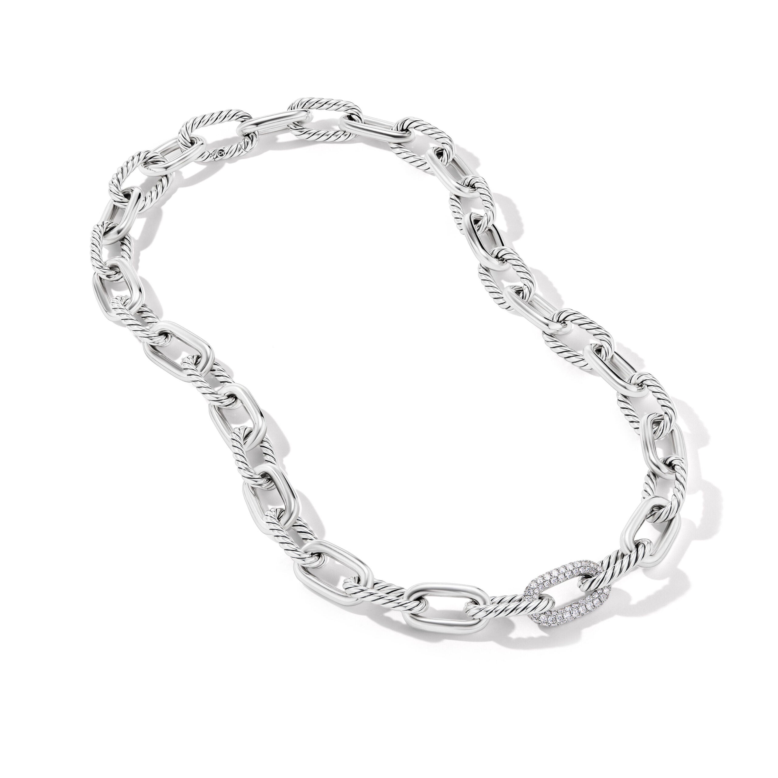 DY Madison® Chain Necklace in Sterling Silver with Diamonds, 11mm