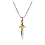 Waves Dagger Amulet in Sterling Silver with 18K Yellow Gold, 43.8mm