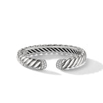 Sculpted Cable Cuff Bracelet in Sterling Silver with Diamonds, 10mm
