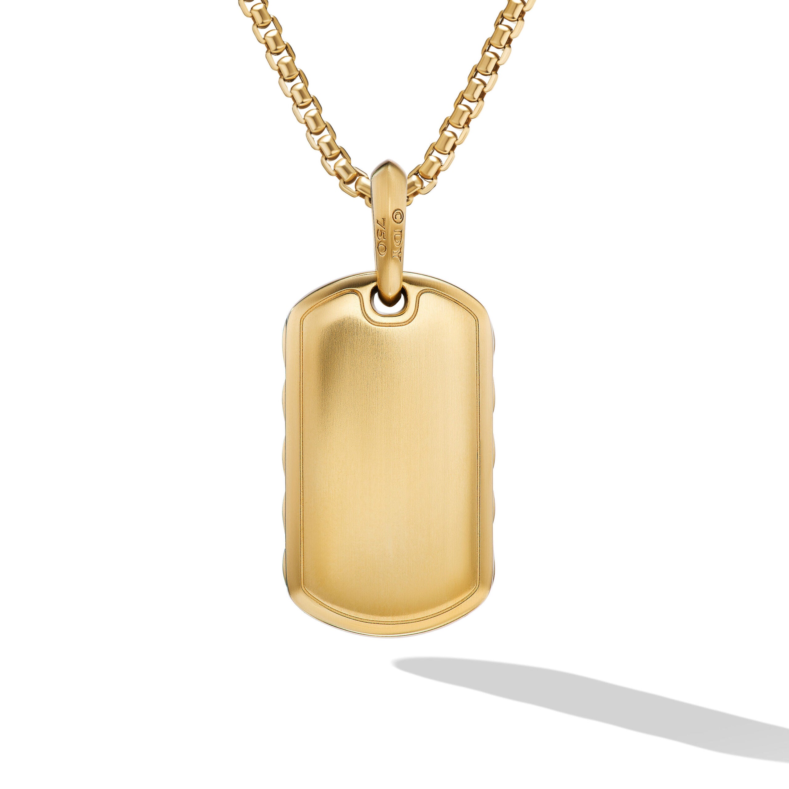 Sculpted Cable Tag in 18K Yellow Gold with Diamonds, 27mm