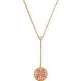 18K Yellow Gold Venetian Princess Reversible Lariat Necklace with Diamond, Pink Opal & Mother-of-Pearl, 16"