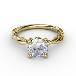 18K Yellow Gold Elegantly Twisted Semi-Mount Diamond Engagement Ring