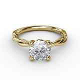 18K Yellow Gold Elegantly Twisted Semi-Mount Diamond Engagement Ring