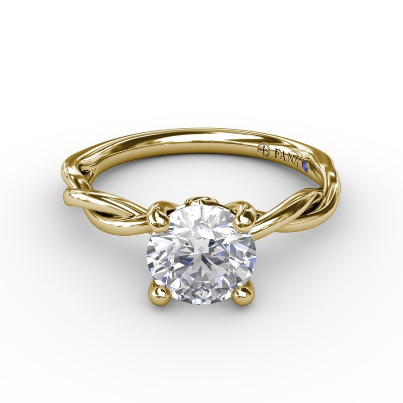 18K Yellow Gold Elegantly Twisted Semi-Mount Diamond Engagement Ring