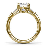 18K Yellow Gold Tapered Baguette Diamond Semi-Mount Engagement Ring