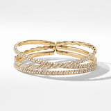 Sculpted Cable Flex Three Row Bracelet in 18K Yellow Gold with Diamonds, 21mm