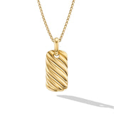 Petite Sculpted Cable Tag in 18K Yellow Gold, 24mm