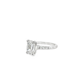 Classic Cushion Cut Engagement Ring with Side Stones by Henri Daussi