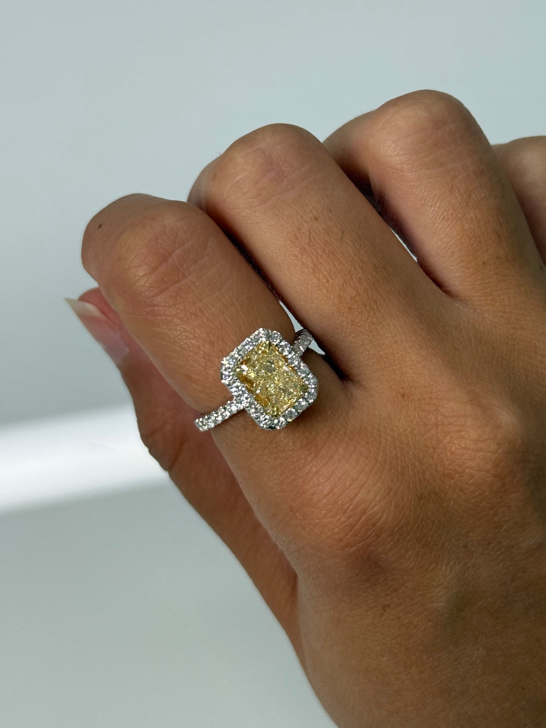 Yellow Diamond Halo Ring