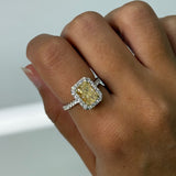 Yellow Diamond Halo Ring