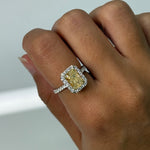 Yellow Diamond Halo Ring