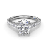 18K White Gold Trellis Set Oval Diamond Semi-Mount Engagement Ring