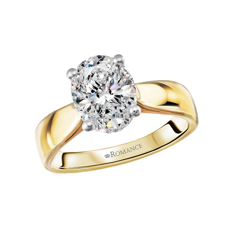 14K Yellow Gold Diamond Hidden Halo Semi-Mount Engagement Ring