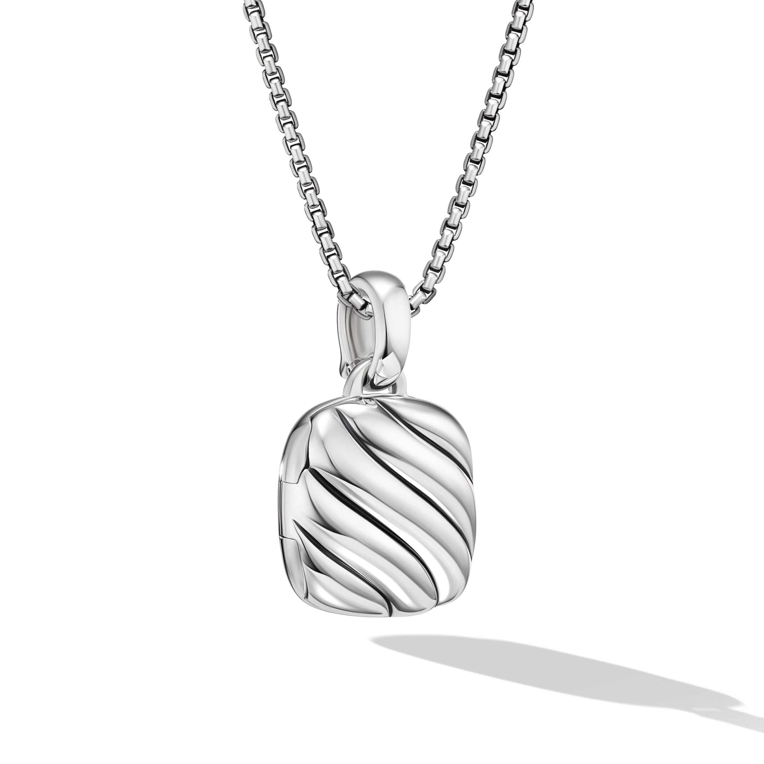 Sculpted Cable Square Locket in Sterling Silver, 22.5mm