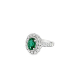White Gold Cocktail Ring with Oval Emerald