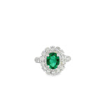 White Gold Cocktail Ring with Oval Emerald