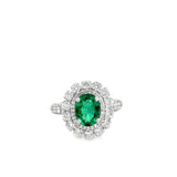 White Gold Cocktail Ring with Oval Emerald