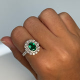 White Gold Cocktail Ring with Oval Emerald