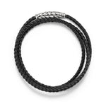 Chevron Triple Wrap Bracelet in Black Leather and Sterling Silver, 3mm
