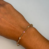 Pink Sapphire Floral Bangle Bracelet