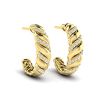 Aurelia Diamond Pavé Twisted Hoop Earrings in 18K Yellow Gold